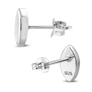 Mother of Pearl Lens Shaped Silver Earrings, e351st